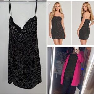 Windsor Black Rhinestone-Studded Mini Dress